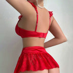 Lace Bow Strap Lingerie Nightgown Set