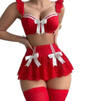 Lace Bow Strap Lingerie Nightgown Set