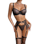 Sexy Mesh Lingerie Set with Nipple Rings