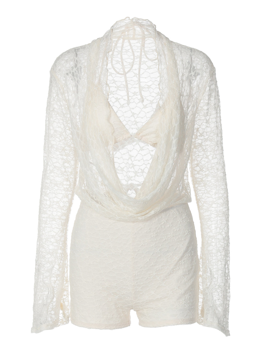 Womens Lace Long Sleeve Jumpsuit with Lingerie