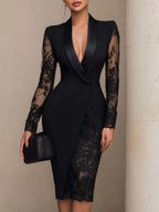 Lace Patchwork Long Sleeve Dress