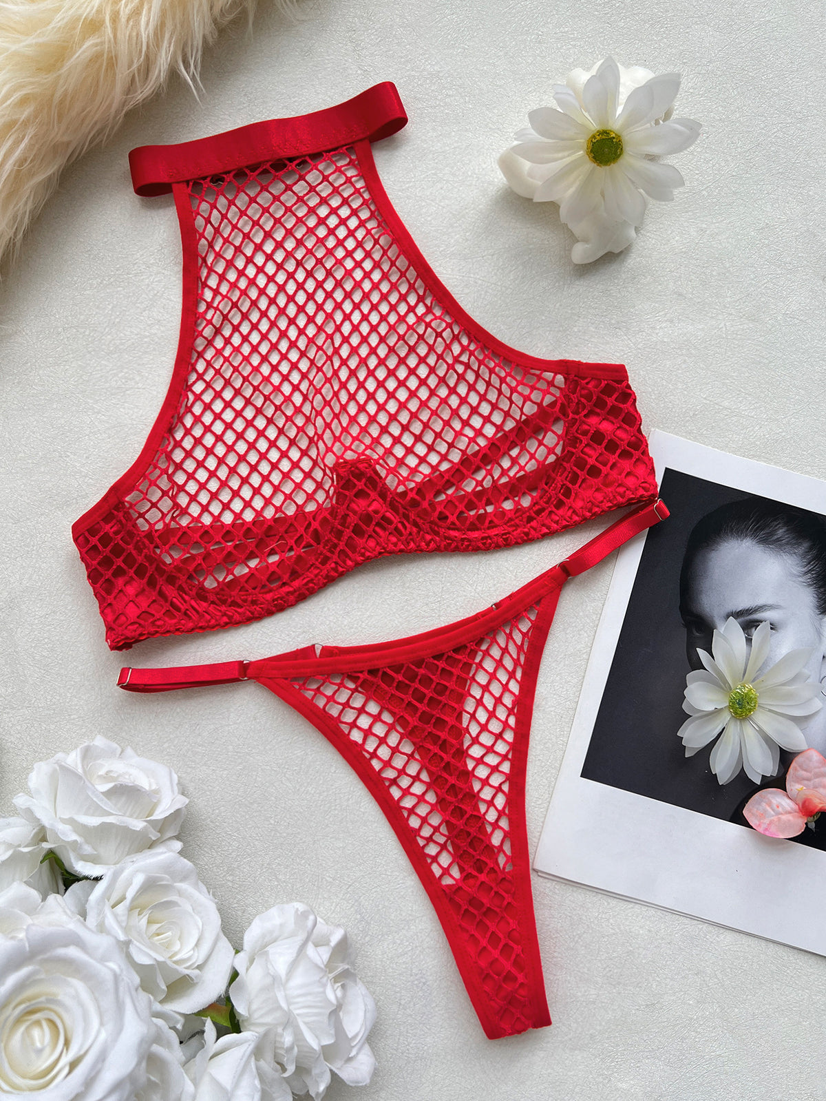 Women Sexy Fishnet Lingerie Underwear Set