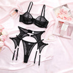 Sexy Mesh Lingerie Set with Nipple Rings