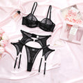 Sexy Mesh Lingerie Set with Nipple Rings