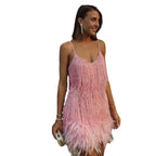 Tassel Sequins Feather Stitching Dress