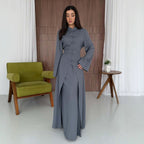 Zen Style Buttoned Long Sleeve Dress Set