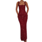 Sequin Mesh Double Strap Dress