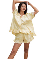 Womens Plaid Pajama Set with Ruffle Detail Dress
