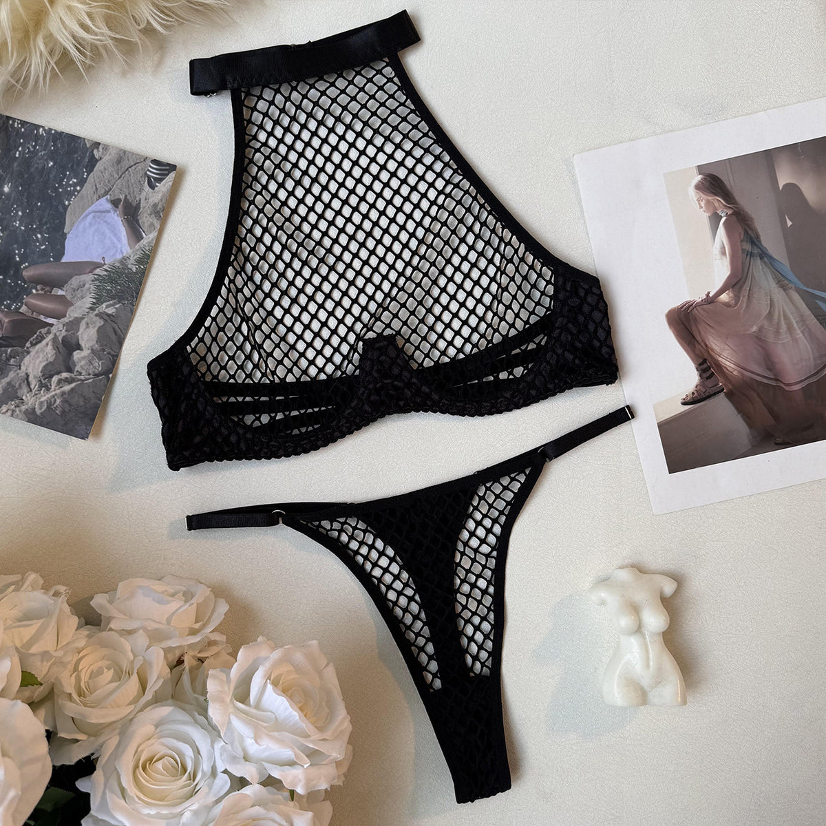 Women Sexy Fishnet Lingerie Underwear Set