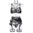 Sexy Hollow Mesh Lingerie Set with Steel Ring